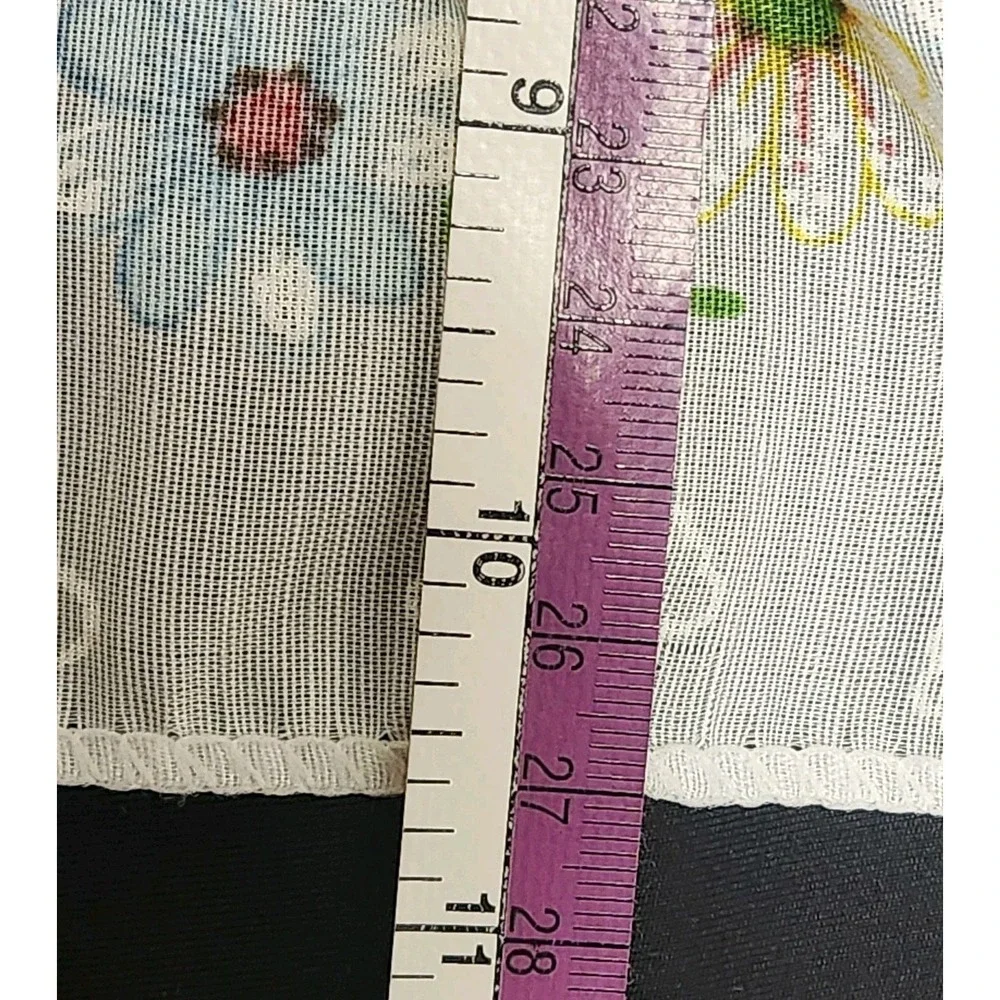 Vintage Made in USA Semi Sheer 2 Valance Curtains Floral Butterfly Cottagecore